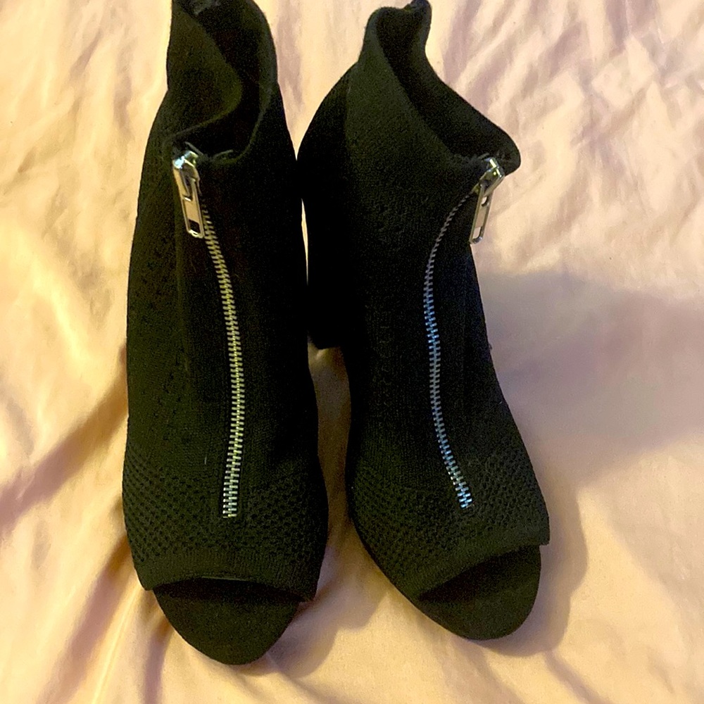 Black zip up heels